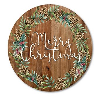 COURTSIDE MARKET Christmas Cotton & Greens Circular Board Wall Art