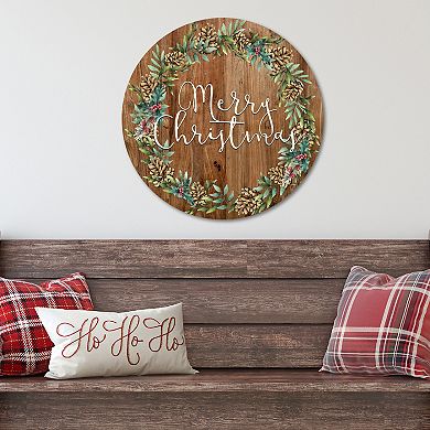 COURTSIDE MARKET Christmas Cotton & Greens Circular Board Wall Art