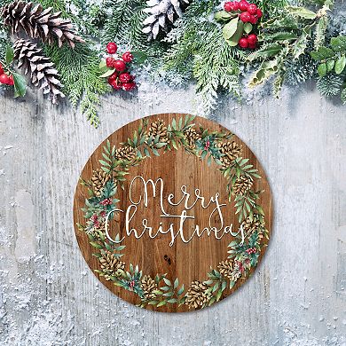 COURTSIDE MARKET Christmas Cotton & Greens Circular Board Wall Art