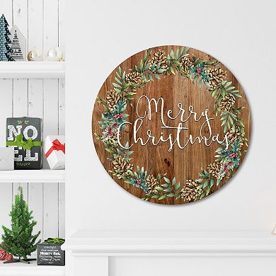 COURTSIDE MARKET Christmas Cotton & Greens Circular Board Wall Art