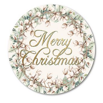 COURTSIDE MARKET Merry Christmas Cotton & Green II Circular Board Wall Art