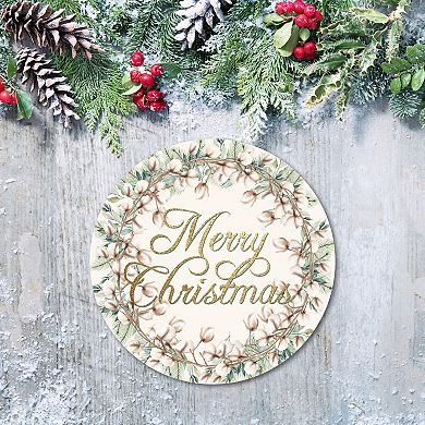 COURTSIDE MARKET Merry Christmas Cotton & Green II Circular Board Wall Art