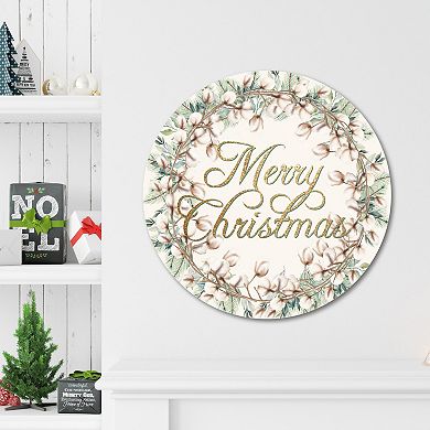COURTSIDE MARKET Merry Christmas Cotton & Green II Circular Board Wall Art
