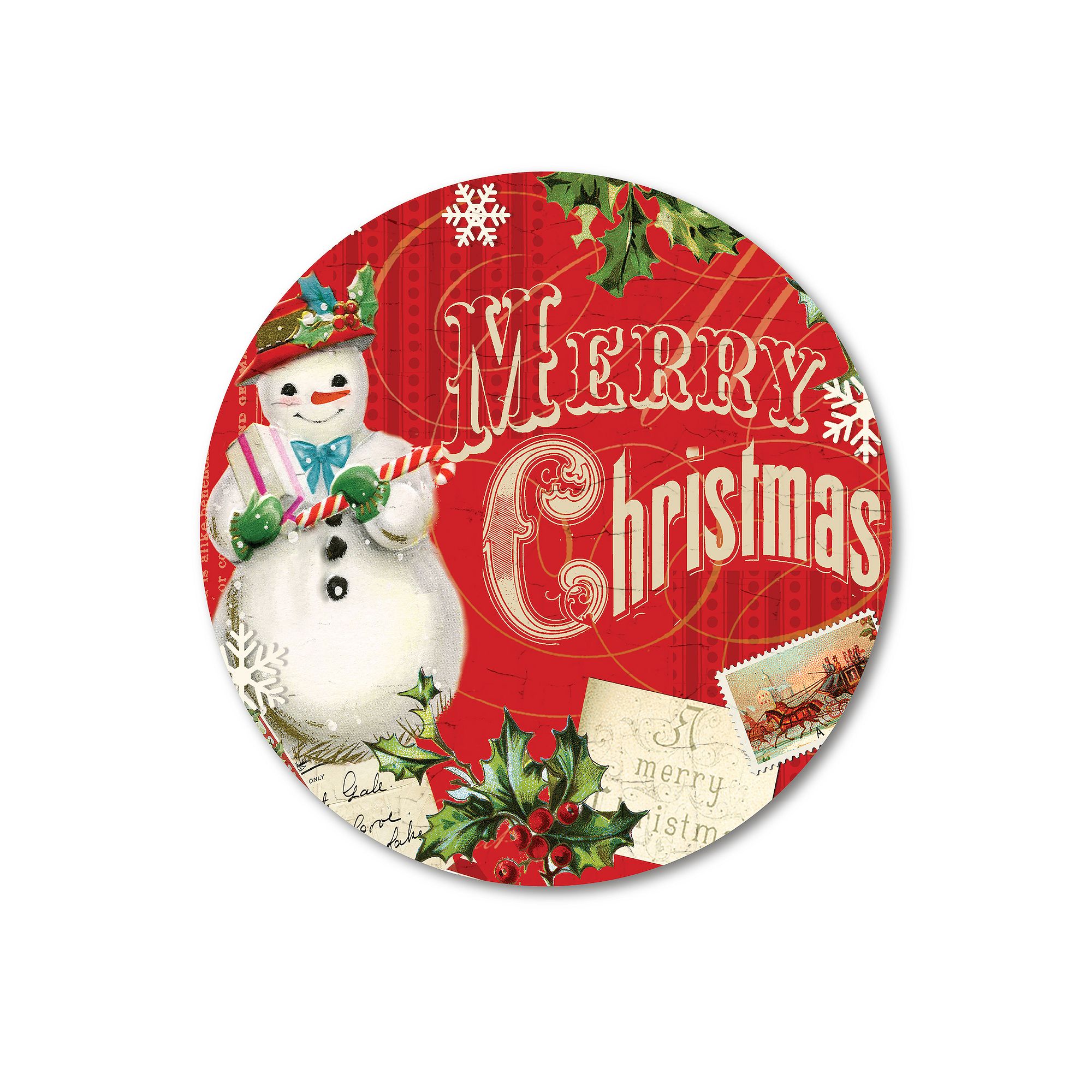 COURTSIDE MARKET Christmas Snowman Circular Board Wall Art, Multi