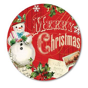 COURTSIDE MARKET Christmas Snowman Circular Board Wall Art