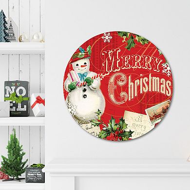 COURTSIDE MARKET Christmas Snowman Circular Board Wall Art