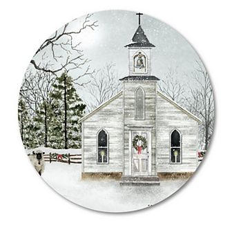 COURTSIDE MARKET Chapel In The Snow Circular Board Wall Art