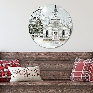 COURTSIDE MARKET Chapel In The Snow Circular Board Wall Art