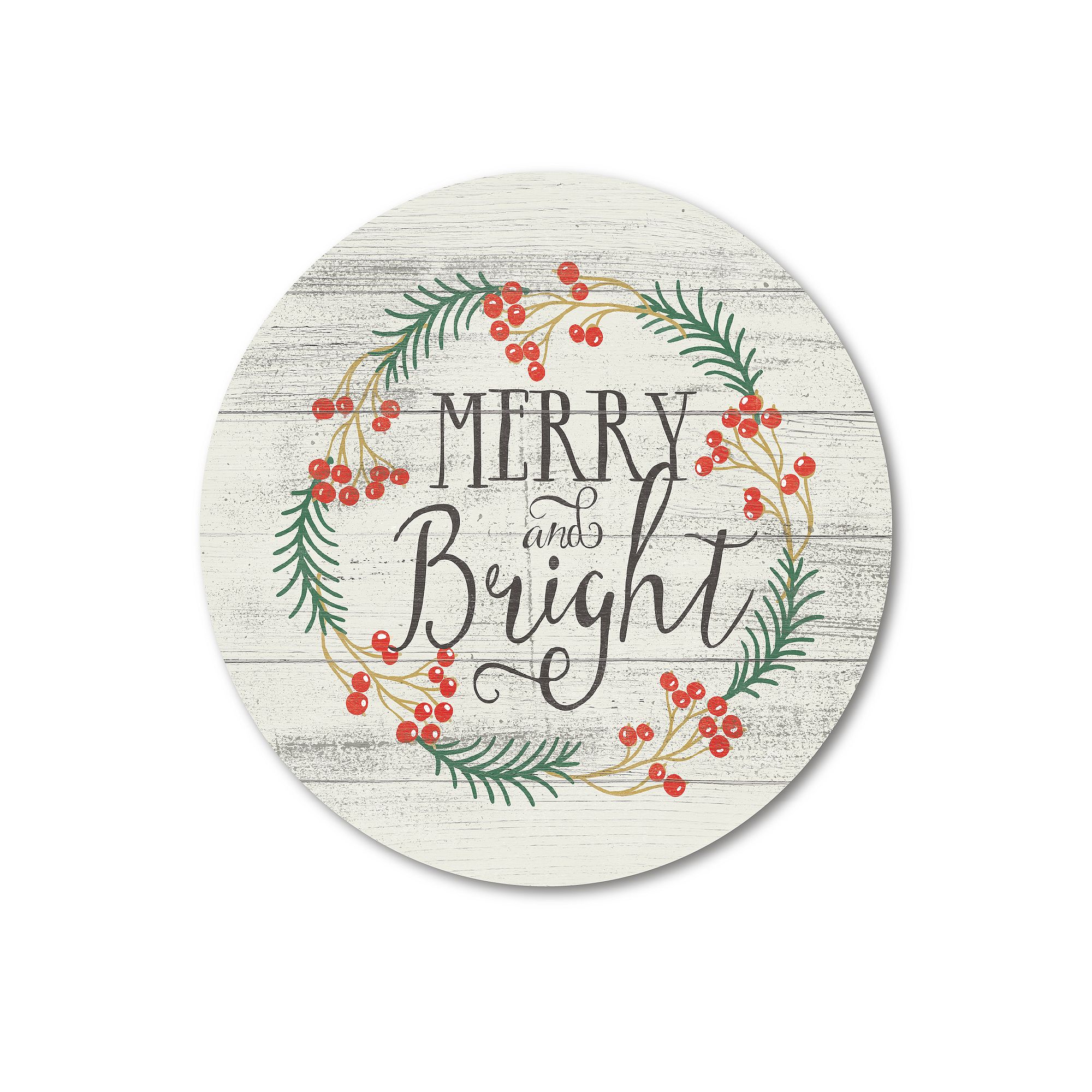 COURTSIDE MARKET Merry And Bright Circular Board Wall Art, Multi