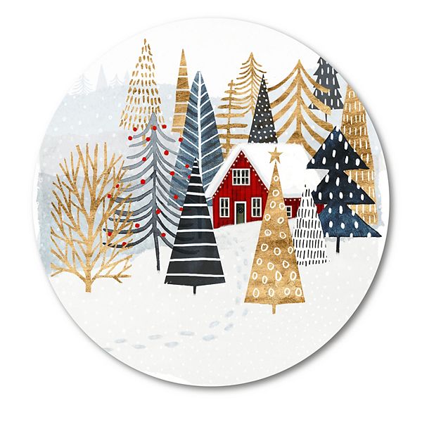 COURTSIDE MARKET Christmas Chalet I Circular Board Wall Art