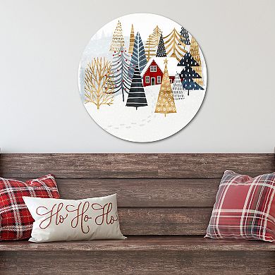 COURTSIDE MARKET Christmas Chalet I Circular Board Wall Art