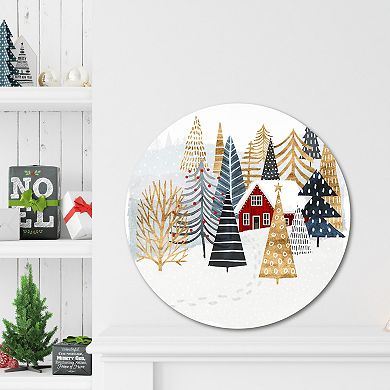 COURTSIDE MARKET Christmas Chalet I Circular Board Wall Art