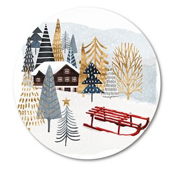 COURTSIDE MARKET Christmas Chalet II Circular Board Wall Art