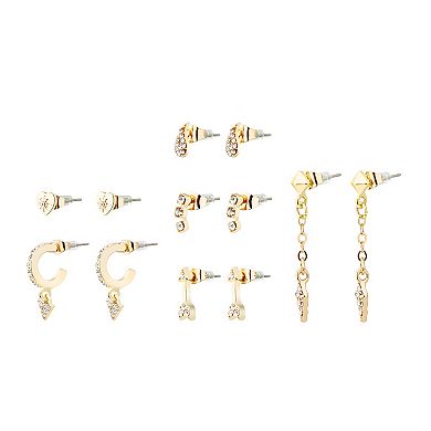 KENDALL & KYLIE Gold Tone, Glass Crystal & Enamel 6-Pair Earring Set