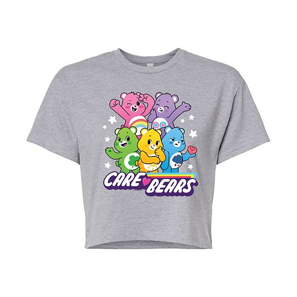 Juniors' Care Bears Unlock The Magic Group Portrait Cropped Graphic Tee