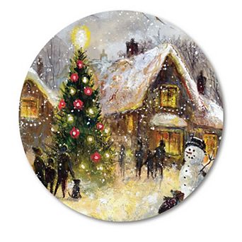 COURTSIDE MARKET Tree Lighting Circular Board Wall Art
