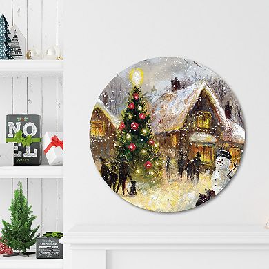 COURTSIDE MARKET Tree Lighting Circular Board Wall Art