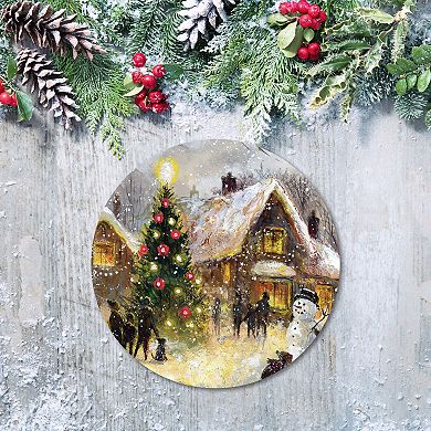 COURTSIDE MARKET Tree Lighting Circular Board Wall Art