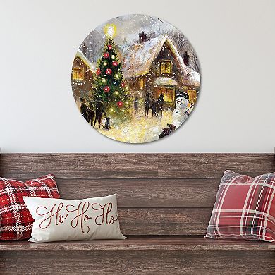 COURTSIDE MARKET Tree Lighting Circular Board Wall Art