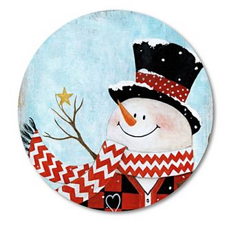 COURTSIDE MARKET Dapper Snowman II Circular Board Wall Art