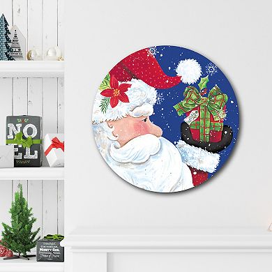 COURTSIDE MARKET Jolly Santa Circular Board Wall Art