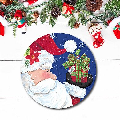 COURTSIDE MARKET Jolly Santa Circular Board Wall Art