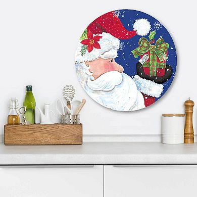 COURTSIDE MARKET Jolly Santa Circular Board Wall Art