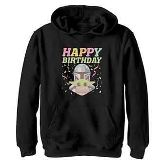 Boys Star Wars The Mandalorian Din Djarin Grogu Happy Birthday Graphic Hoodie