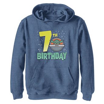 Boys Star Wars The Mandalorian Grogu 7th Birthday Doodle Graphic Hoodie