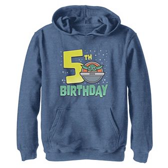 Boys Star Wars The Mandalorian Grogu 5th Birthday Doodle Graphic Hoodie
