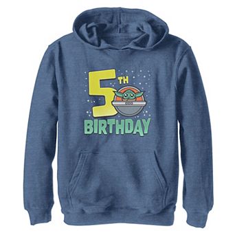 Boys Star Wars The Mandalorian Grogu 5th Birthday Doodle Graphic Hoodie
