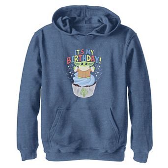 Boys Star Wars The Mandalorian Grogu It's My Birthday Cupcake Graphic Hoodie