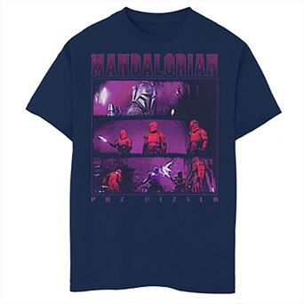 Boys Star Wars The Mandalorian Paz Vizsla Sith Troopers Boxes Graphic Tee