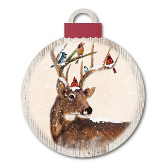 Courtside Market Holiday Deer Ornament Board Wall Art