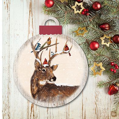 Courtside Market Holiday Deer Ornament Board Wall Art