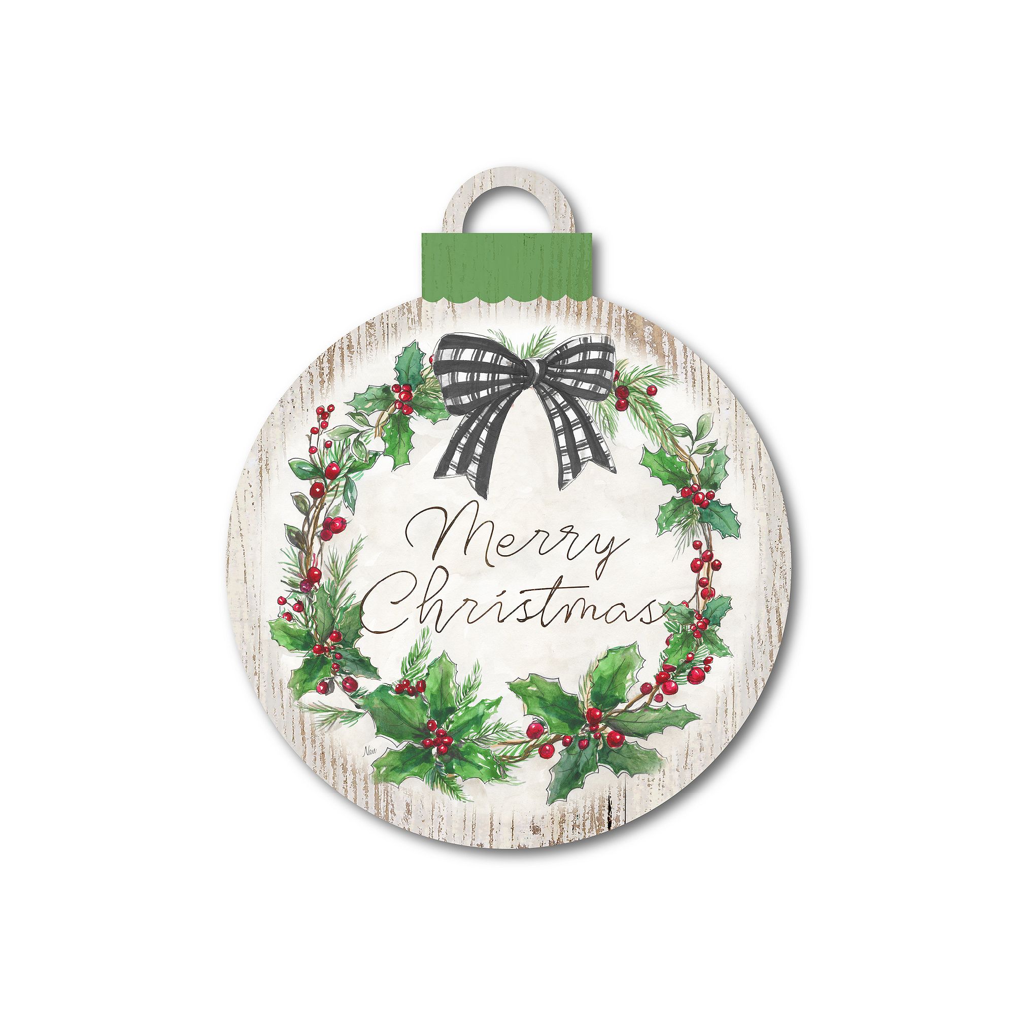 Courtside Market Christmas Wreath II Ornament Board Wall Art, Multi