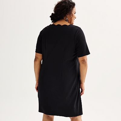 Plus Size Croft & Barrow Scallop Neck Midi Shift Dress