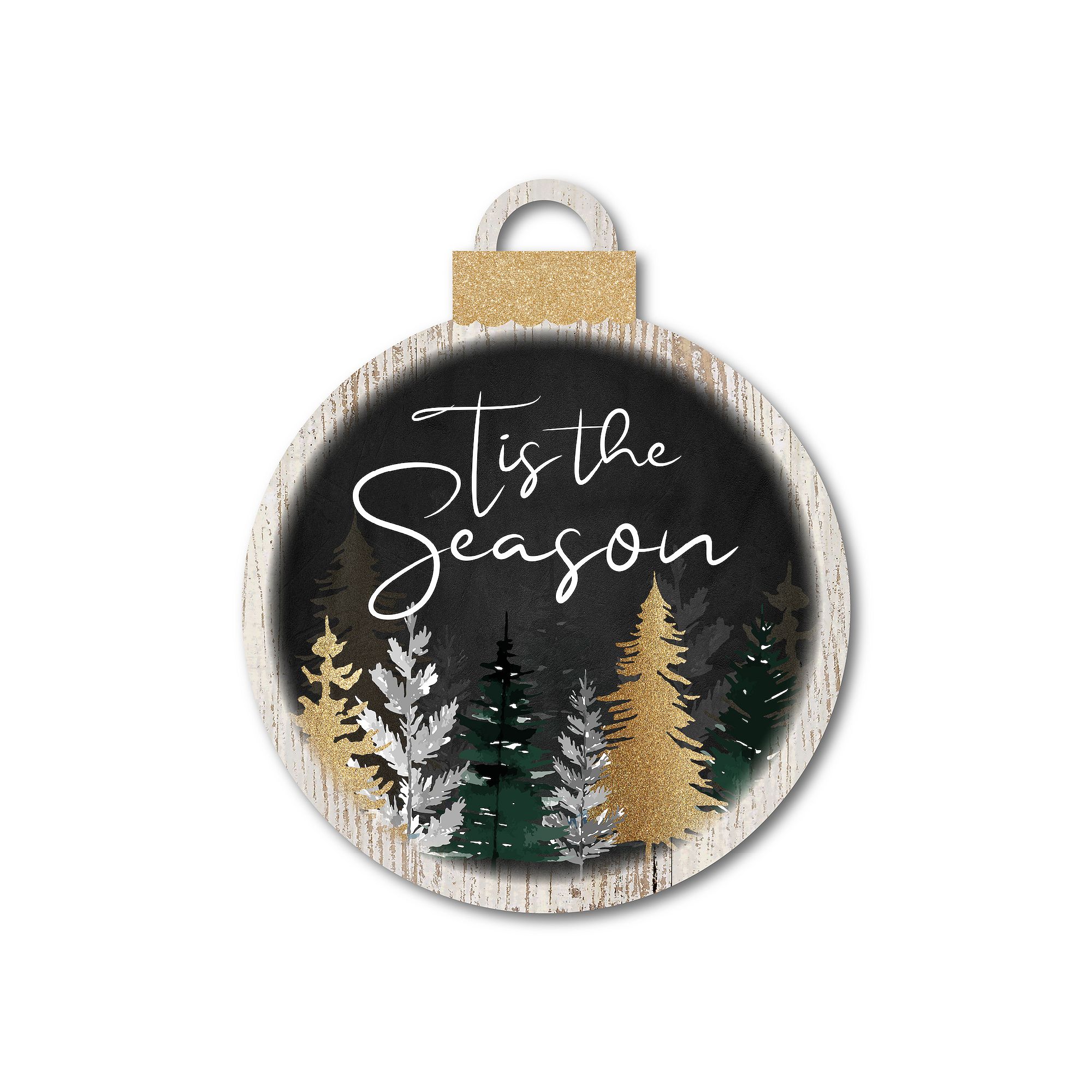 Courtside Market Tis The Season Pine Ornament Board Wall Art, Multi