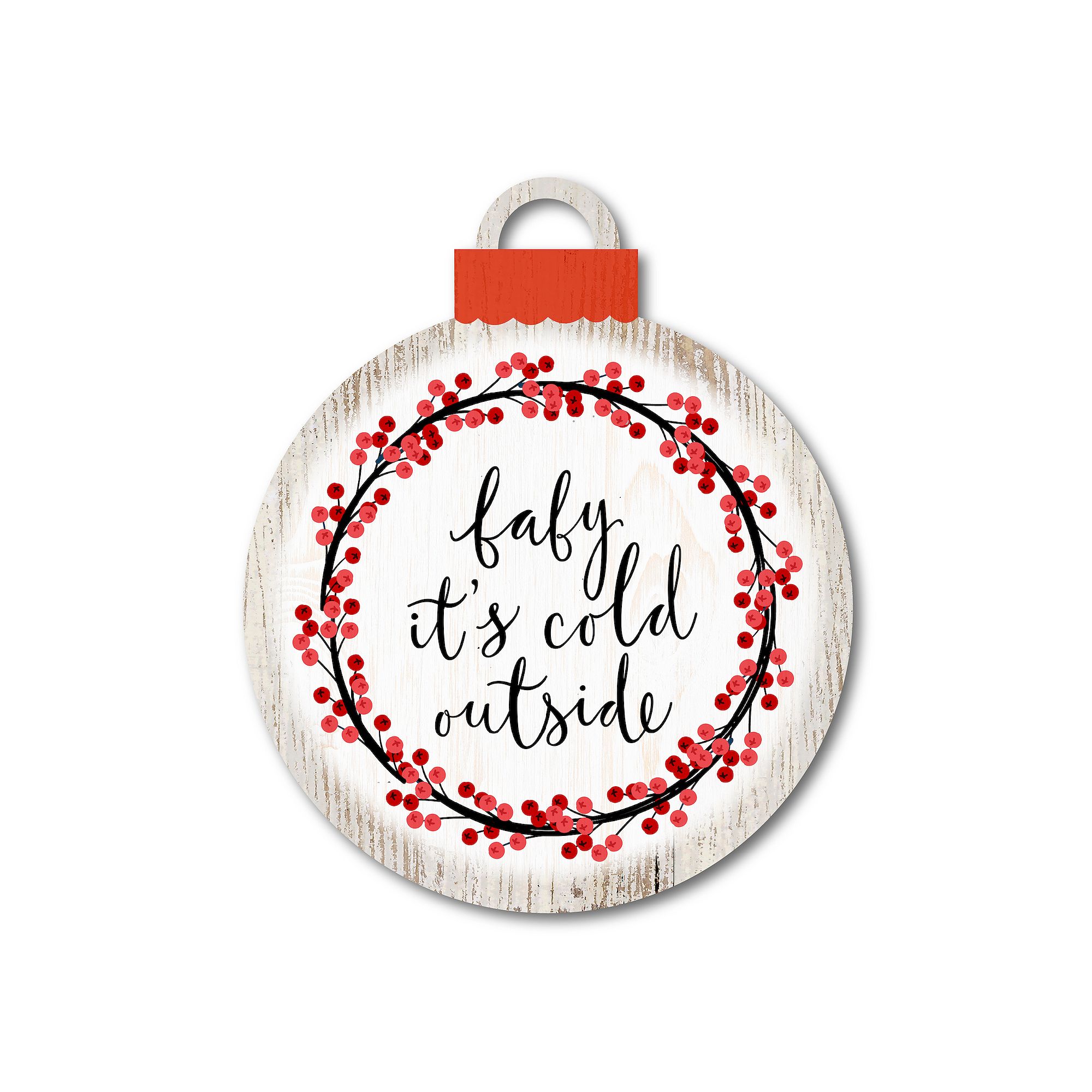 Courtside Market Red Berry Wreath Ornament Board Wall Art, Multi