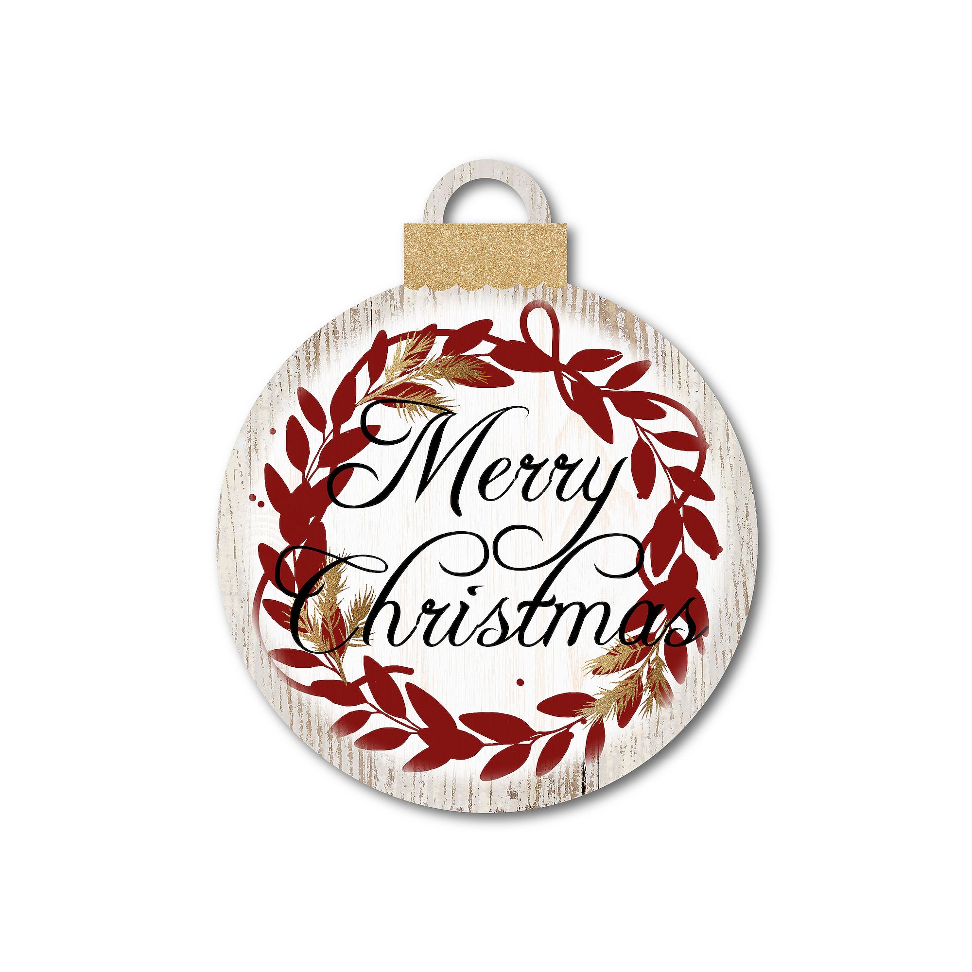 Courtside Market Christmas Wreath Reds Ornament Board Wall Art, Multi