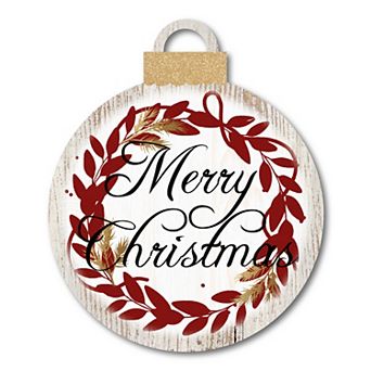 Courtside Market Christmas Wreath Reds Ornament Board Wall Art