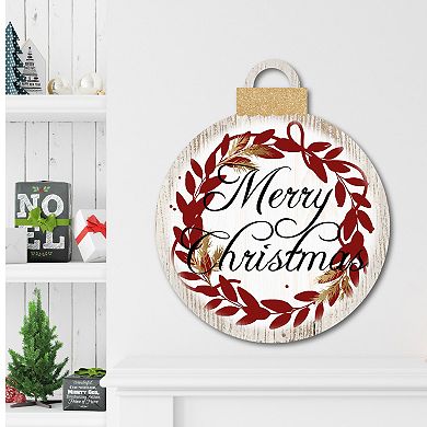 Courtside Market Christmas Wreath Reds Ornament Board Wall Art