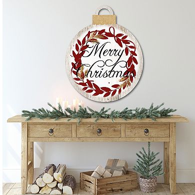 Courtside Market Christmas Wreath Reds Ornament Board Wall Art