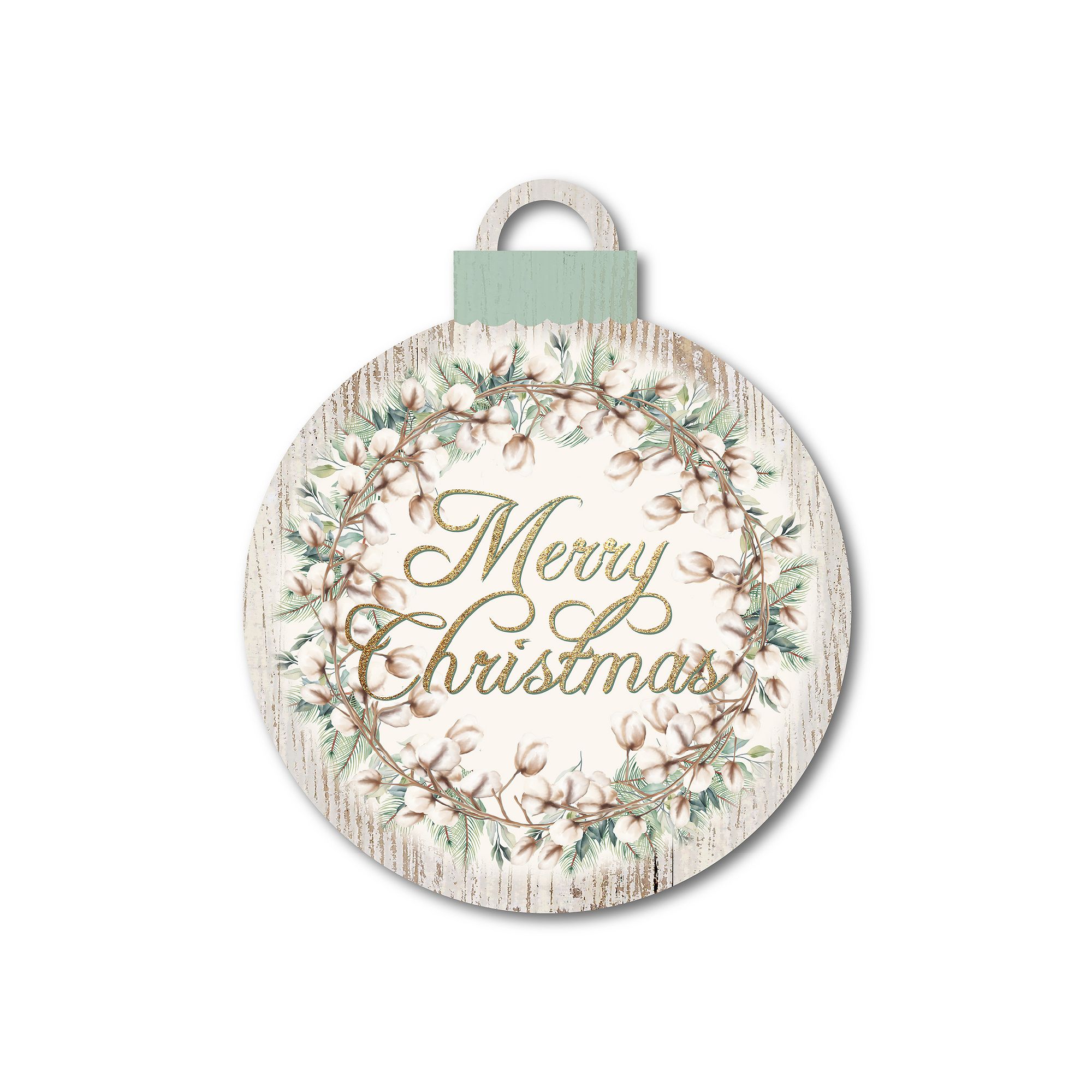 Courtside Market Cotton & Greens Merry Christmas Ornament Board Wall Art, M