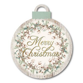 Courtside Market Cotton & Greens Merry Christmas Ornament Board Wall Art