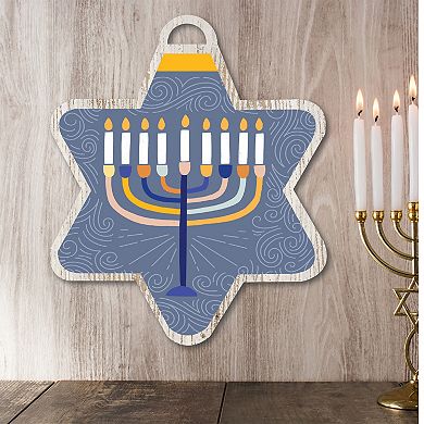Courtside Market Colorful Menorah Ornament Board Wall Art