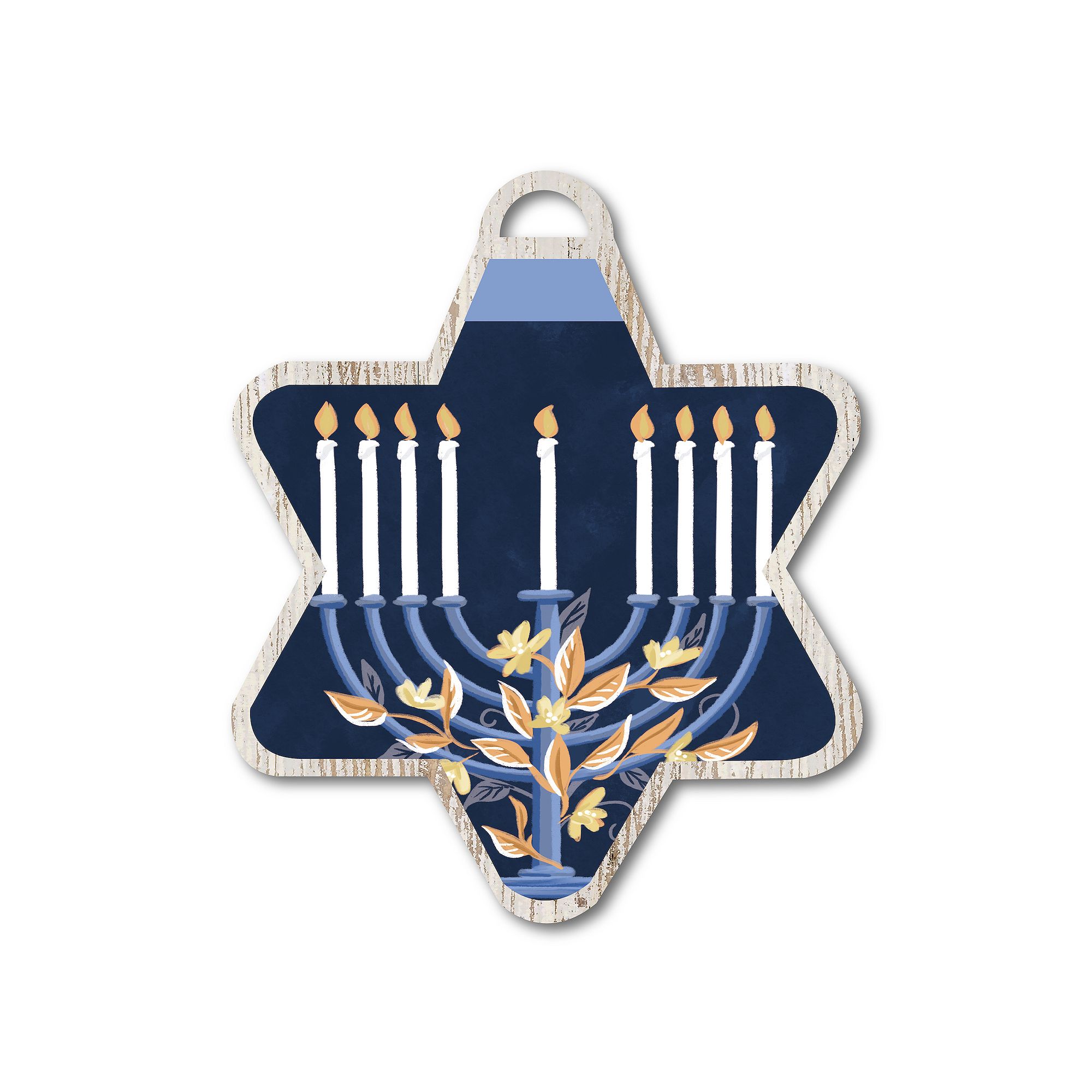 COURTSIDE MARKET Hanukkah Menorah II Ornament Board Wall Art, Multi