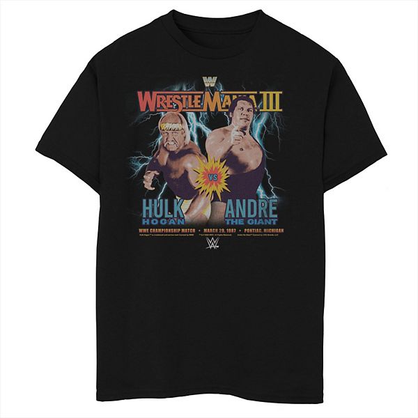 Boys WWE WrestleMania III Hulk Hogan Vs. Andre The Giant Retro Graphic Tee