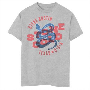 Boys WWE Cold Stone Steve Austin Texas USA 100% Pure Rattle Snake Graphic Tee