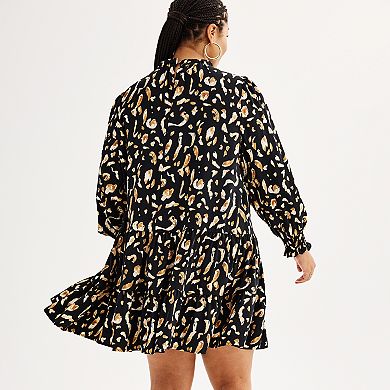 Plus Size Nine West Long Sleeve Swing Dress